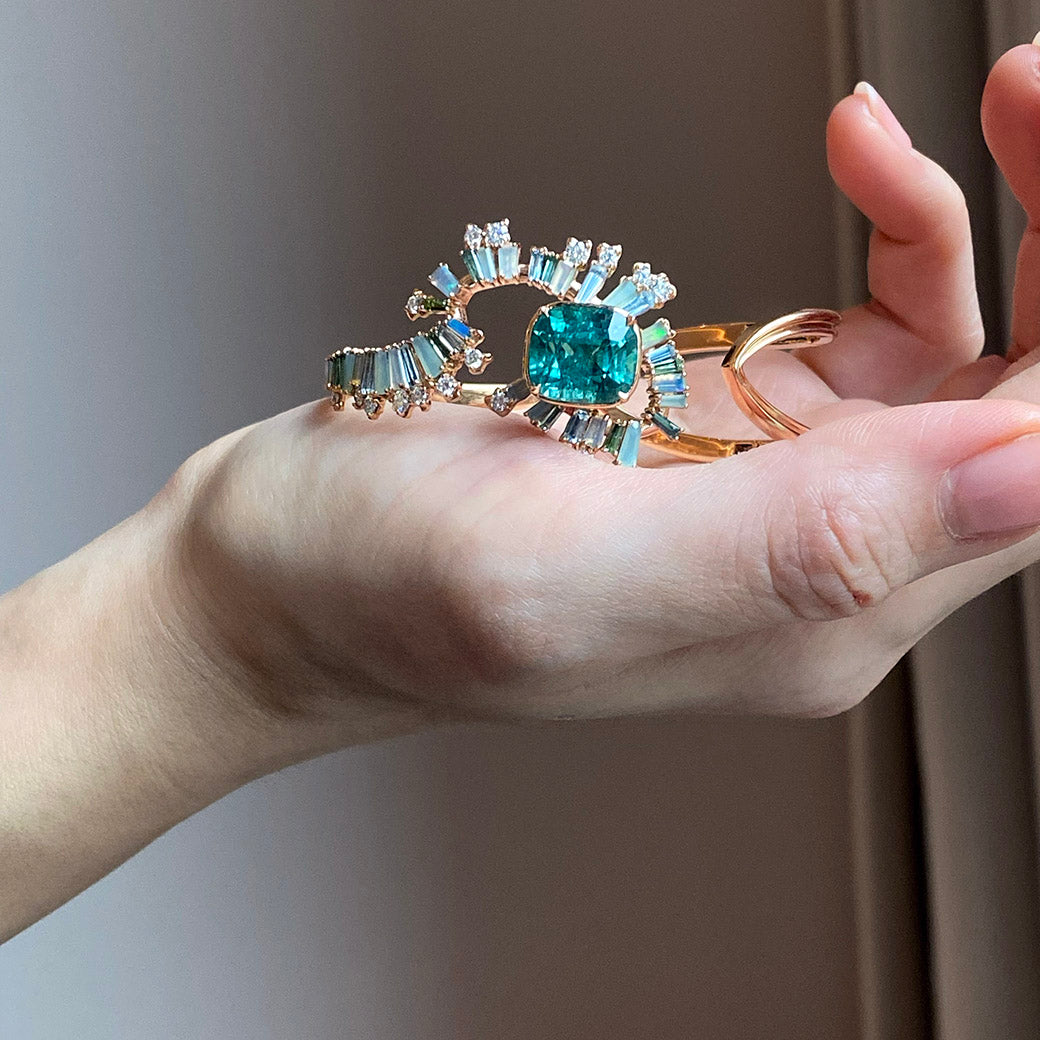 Solitaire Fray Open Cuff Bracelet