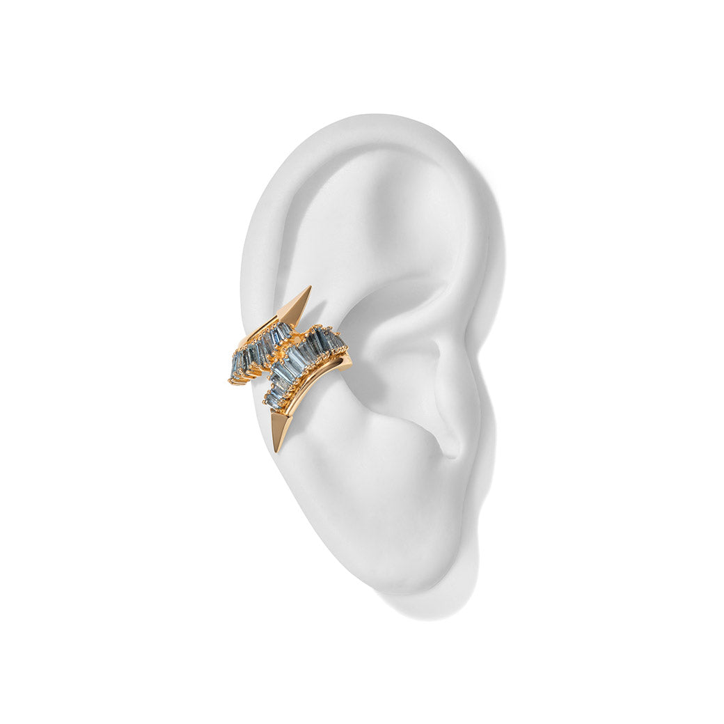 Twisting Ruched Ear Cuff -  Aquamarine