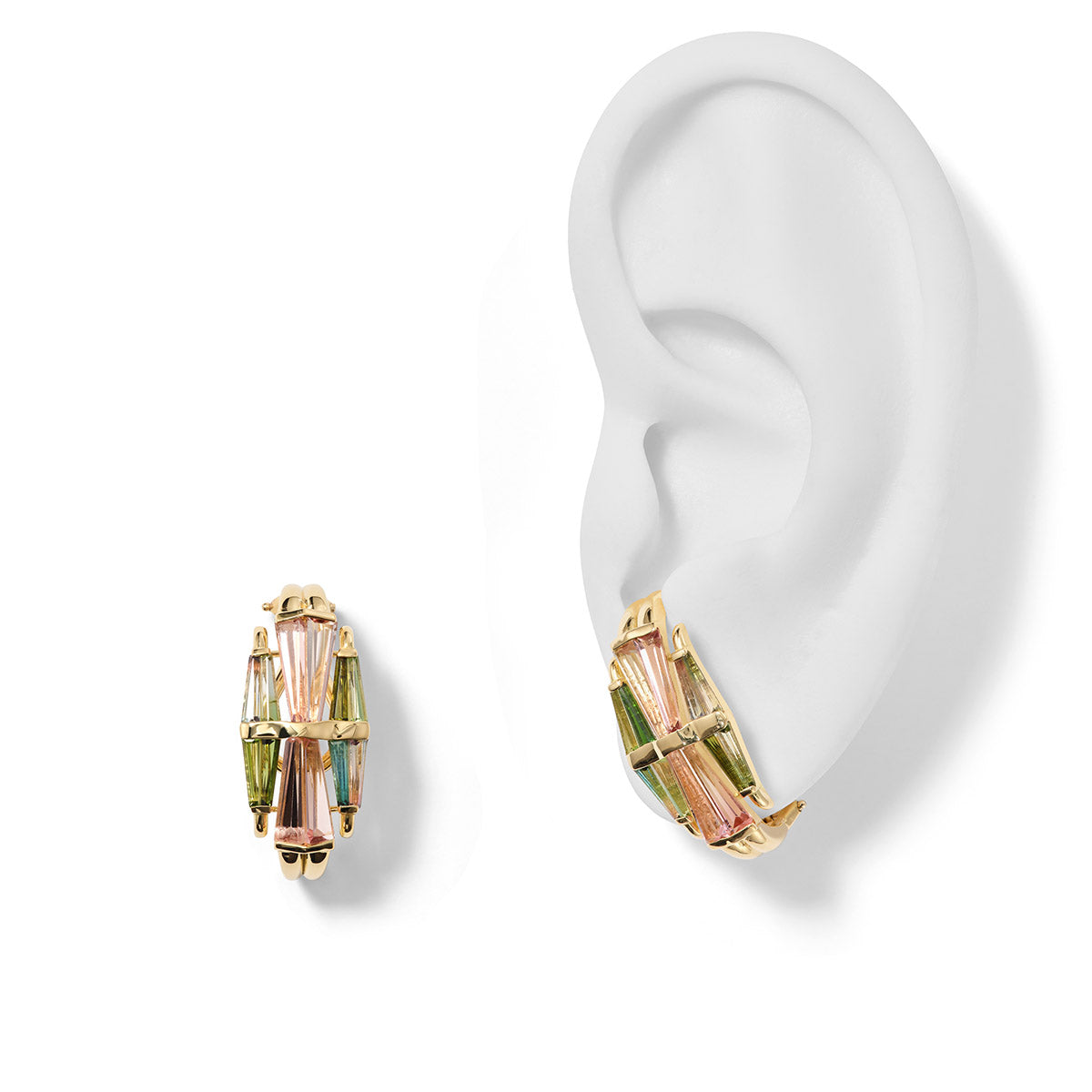 Windowpane Ear Jackets - Bi-Color Tourmaline