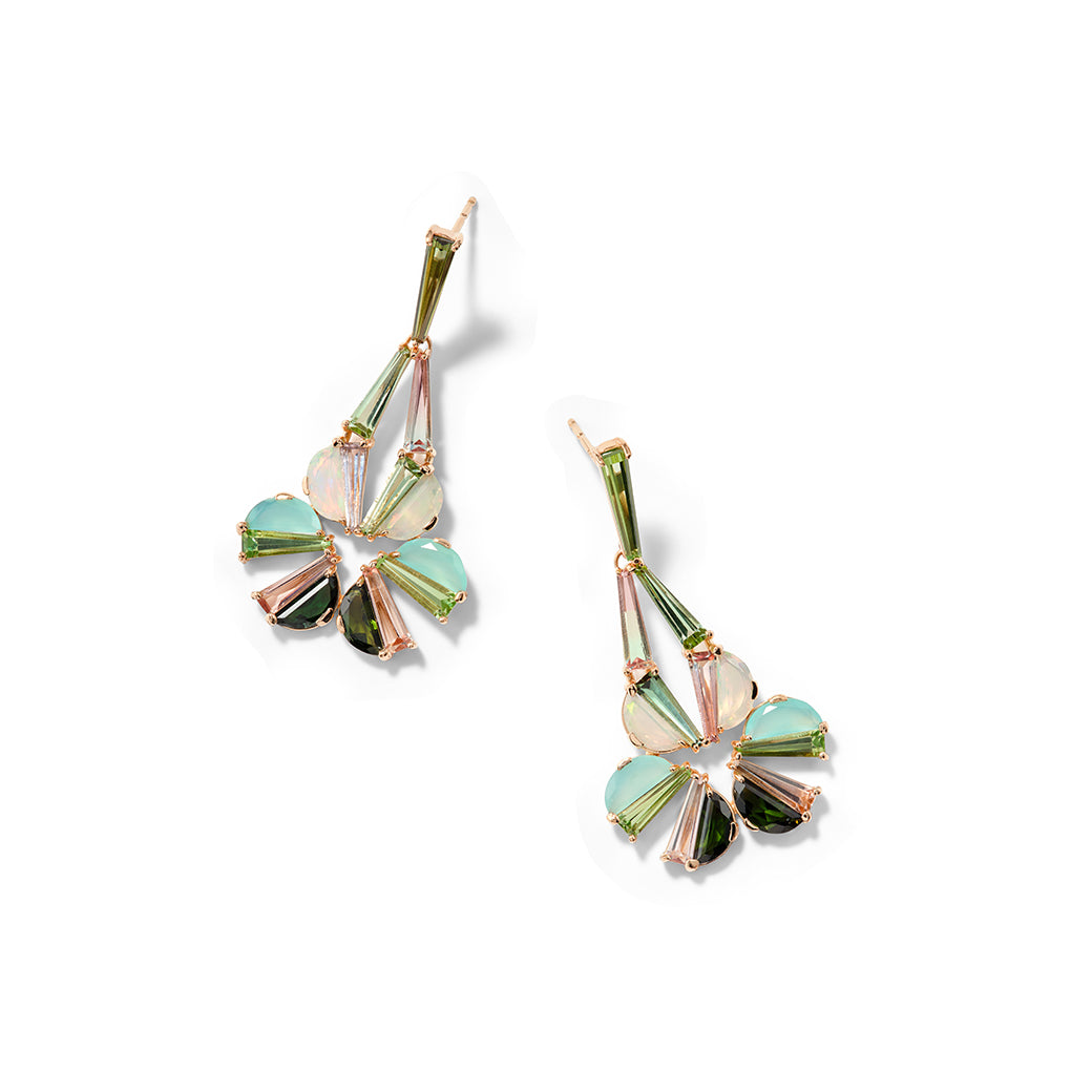Woven Earrings - Blue Peruvian Opal, Tourmalines