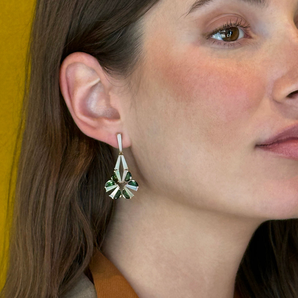 Woven Earrings - Ethiopian Opal & Chrome Tourmaline