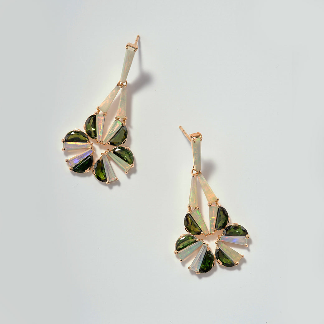 Woven Earrings - Ethiopian Opal & Chrome Tourmaline