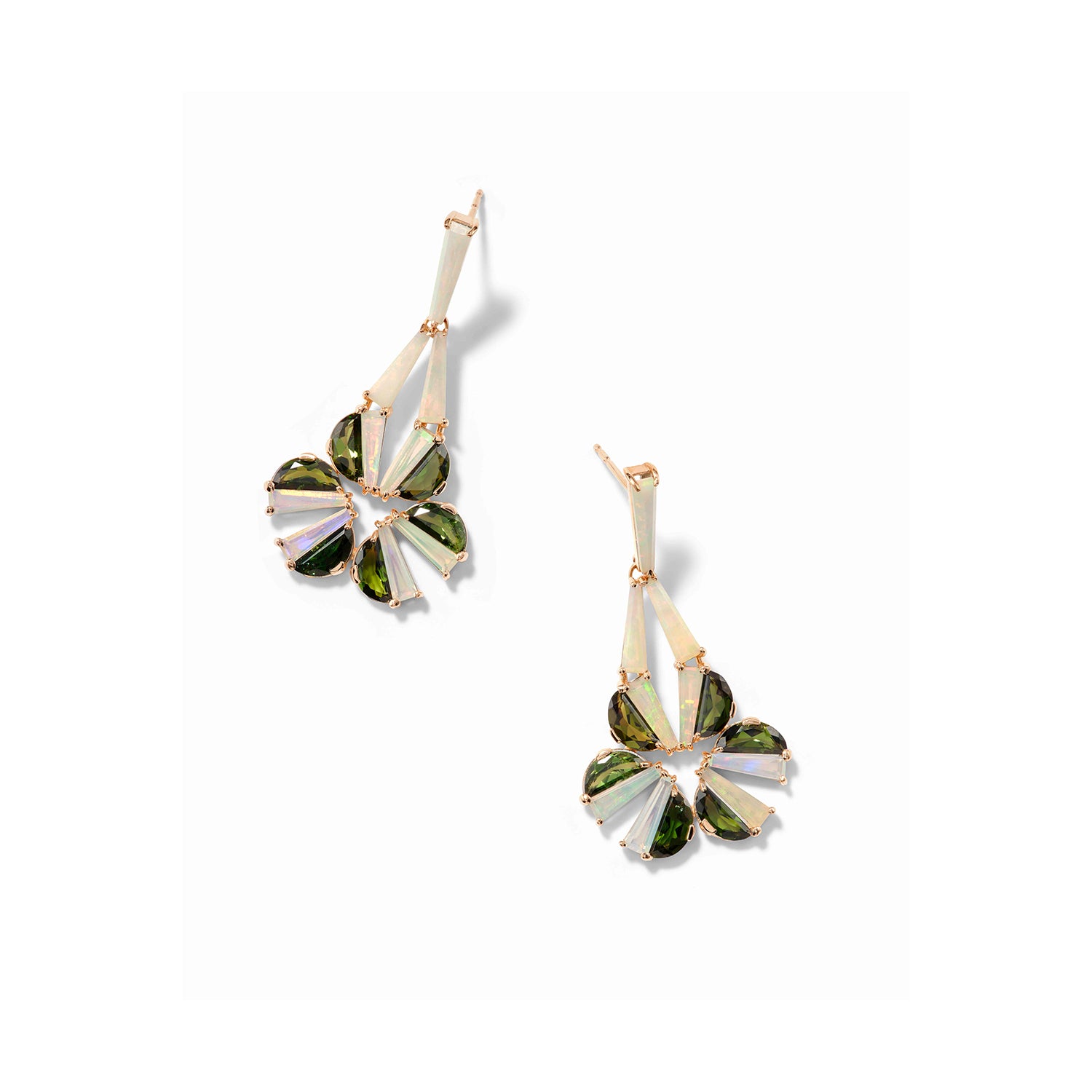 Woven Earrings - Ethiopian Opal & Chrome Tourmaline