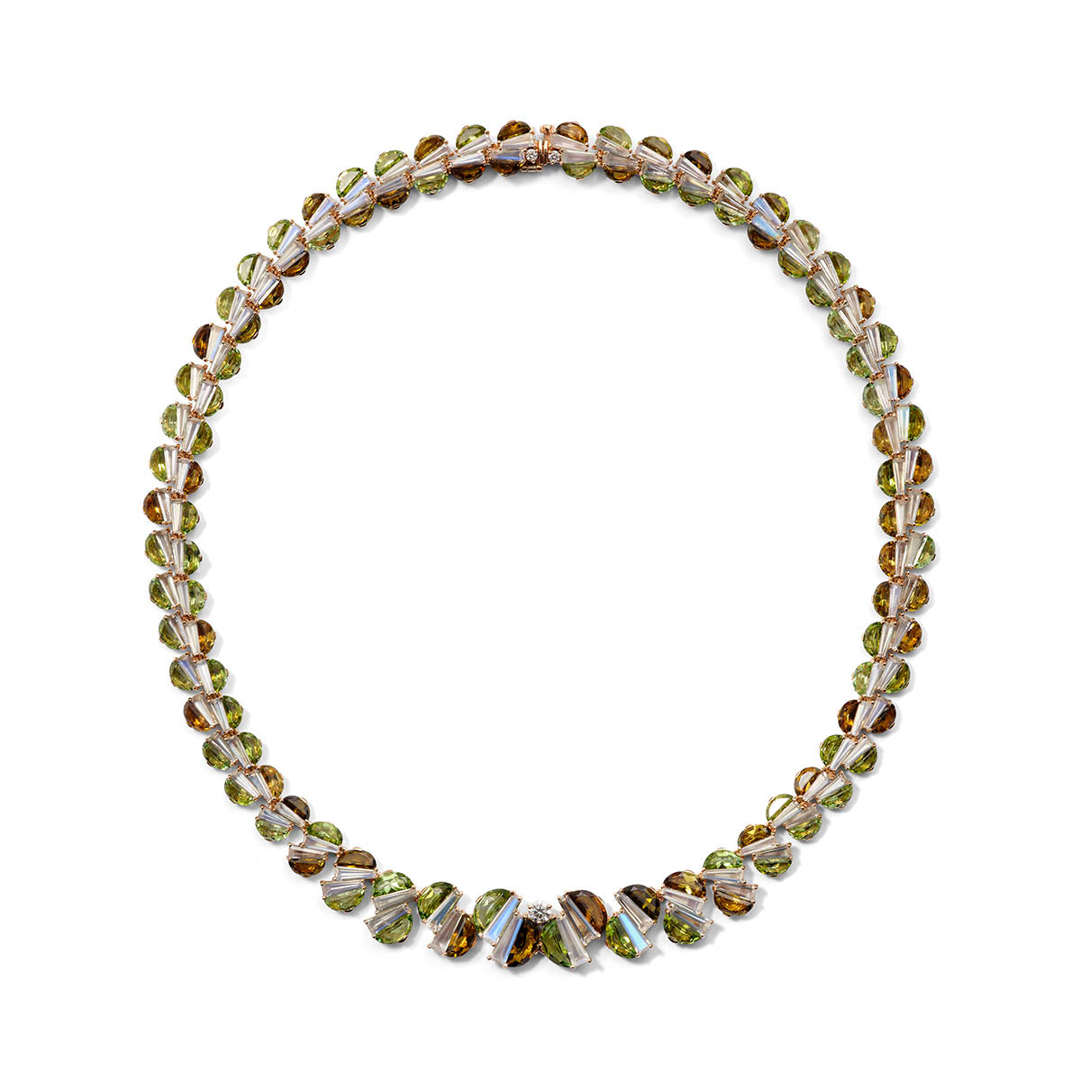 Graduated Woven Riviere Necklace - Green Tourmaline