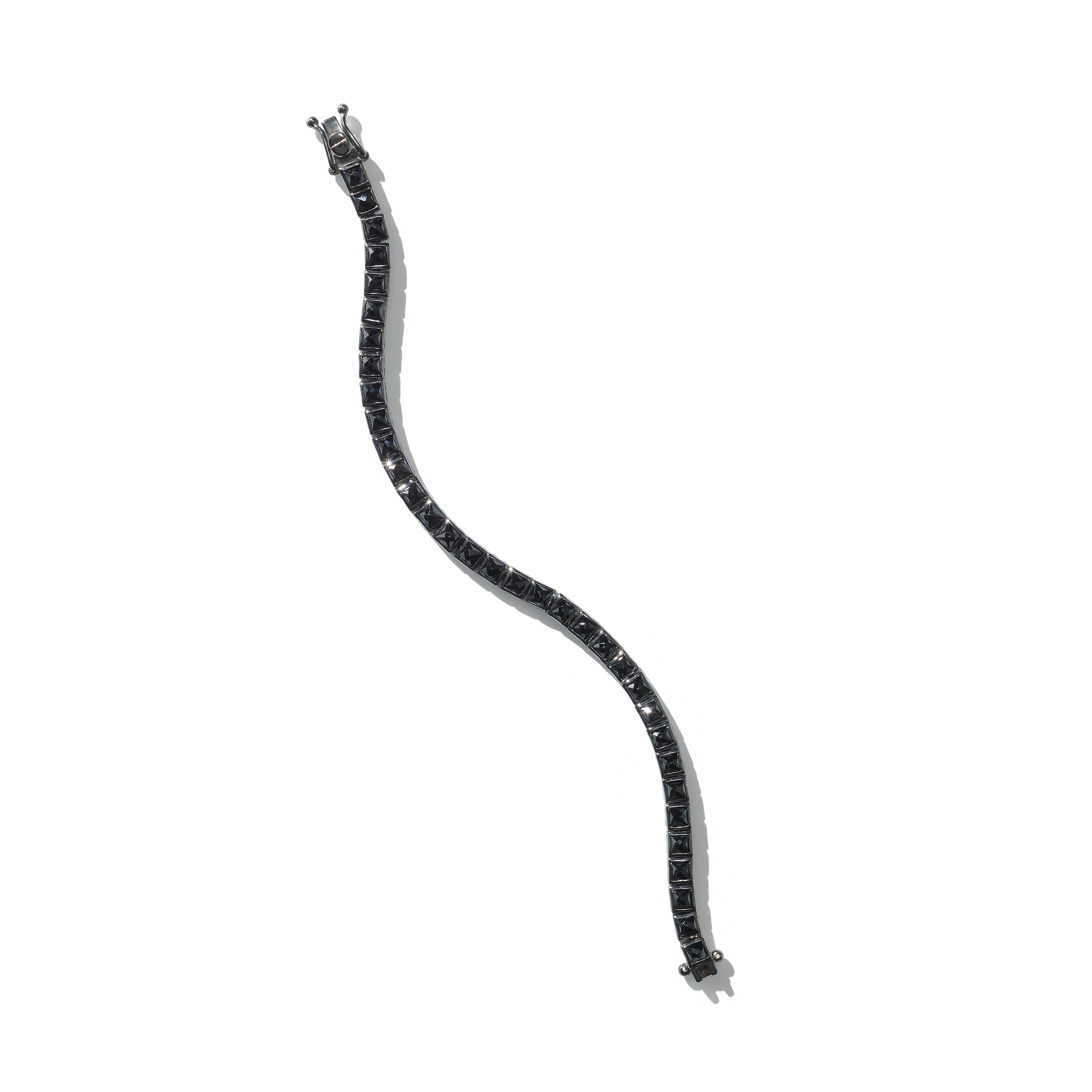 Men's Mini Tile Tennis Bracelet - Black Spinel