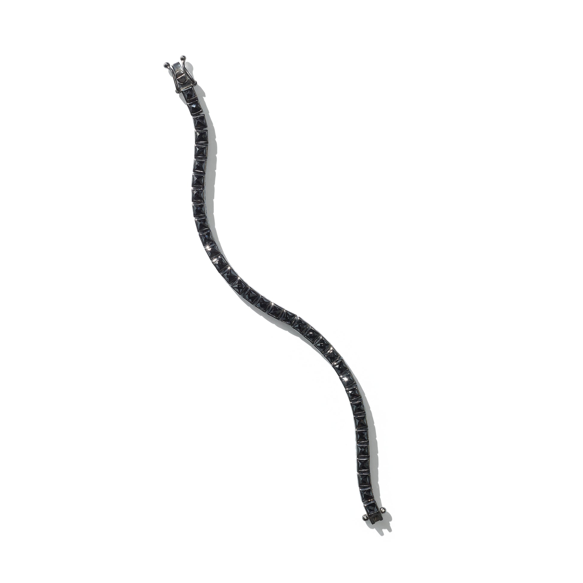 Men's Mini Tile Tennis Bracelet - Black Spinel