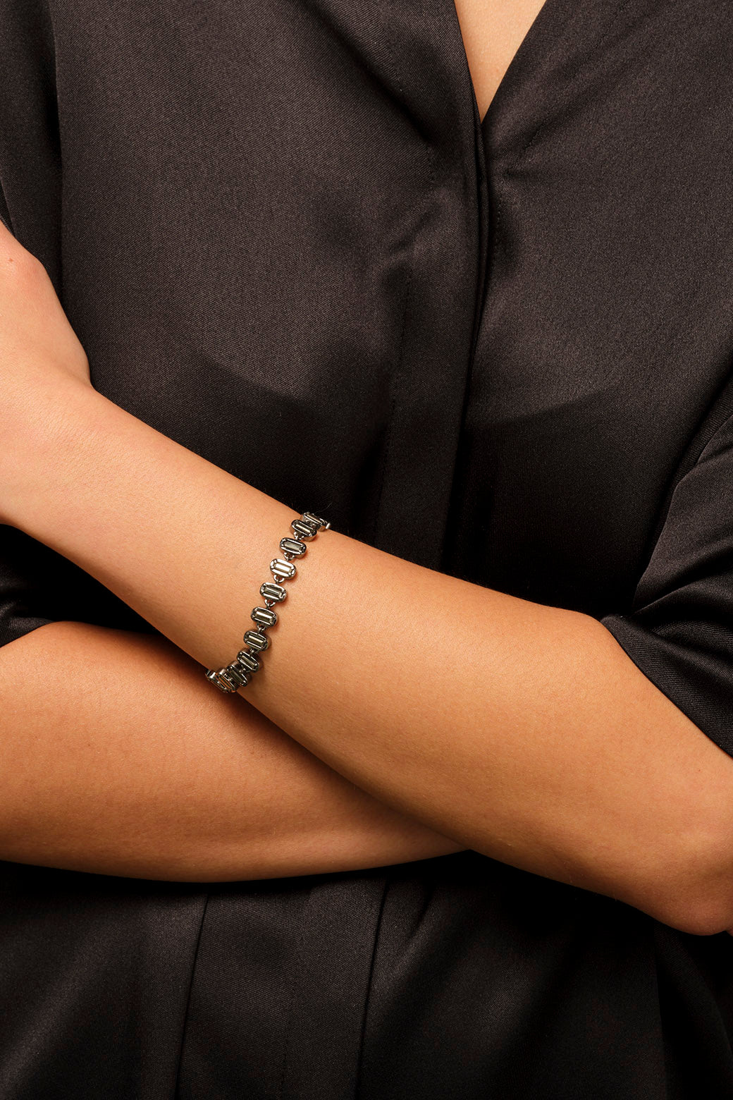 Small 3D Baguette Tile Chain Bracelet Pyrite