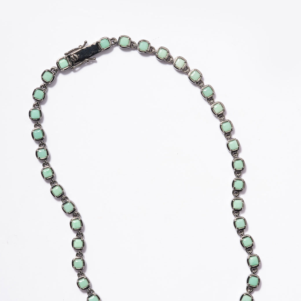 3D Tile Chain Rivière Necklace Chrysoprase