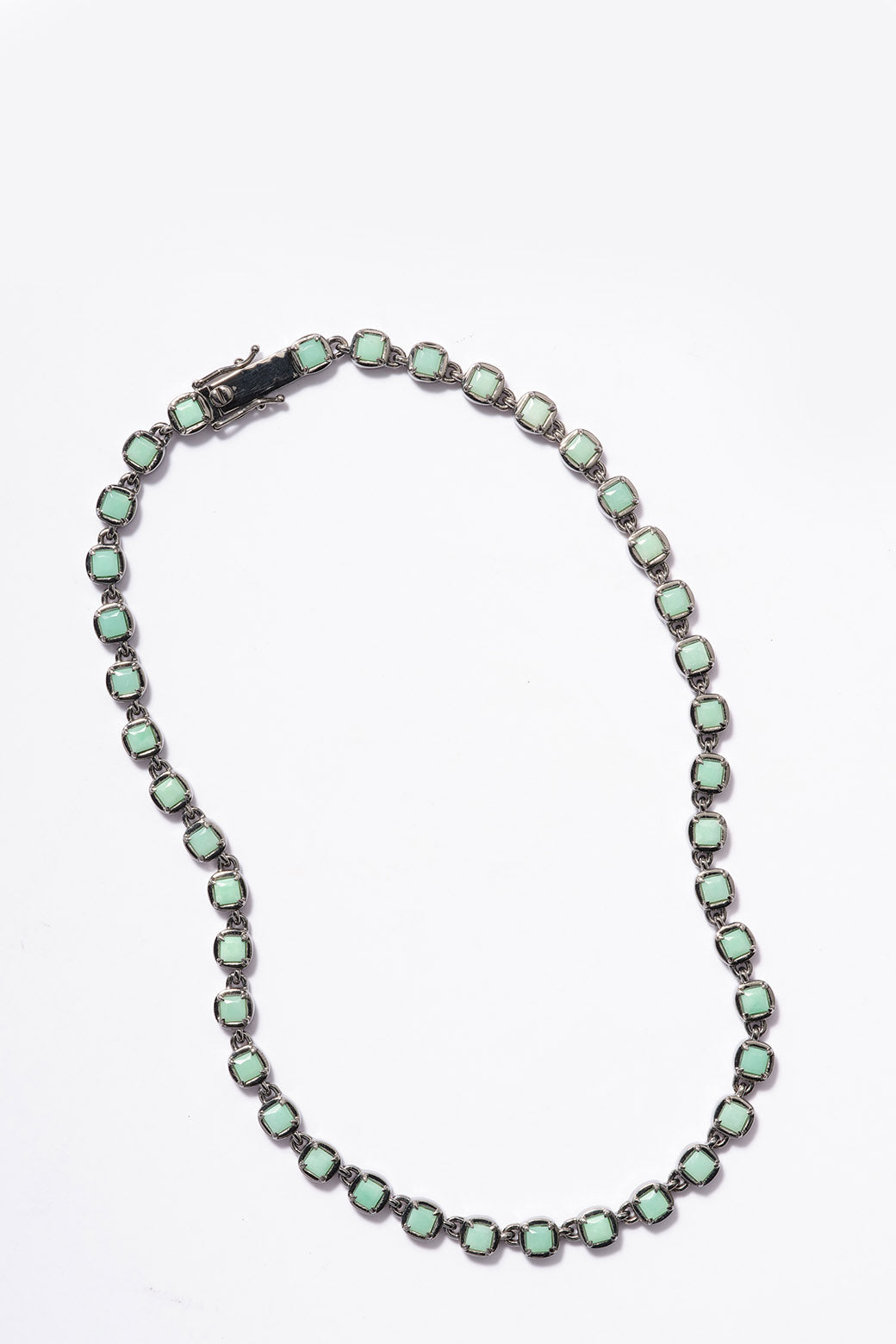3D Tile Chain Rivière Necklace Chrysoprase