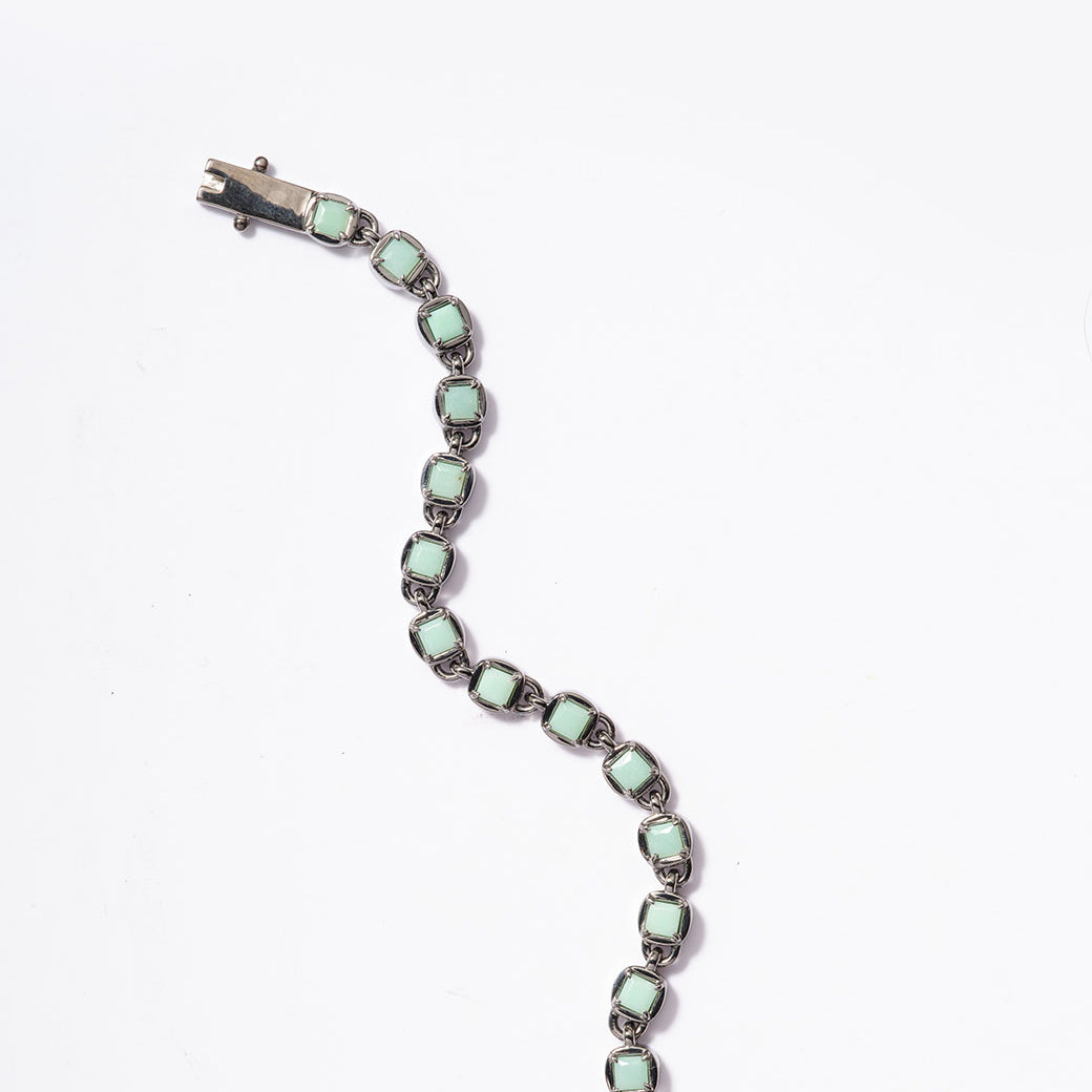 3D Tile Chain Bracelet Chrysoprase