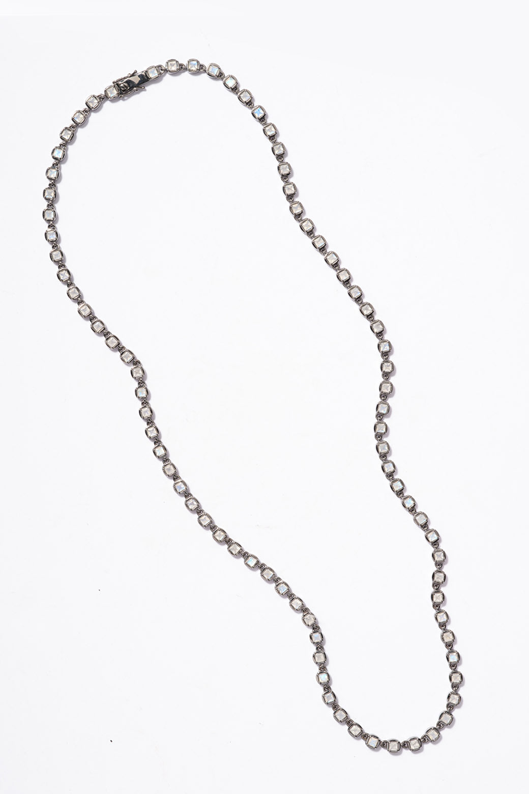 3D Tile Chain Opera Necklace Rainbow Moonstone