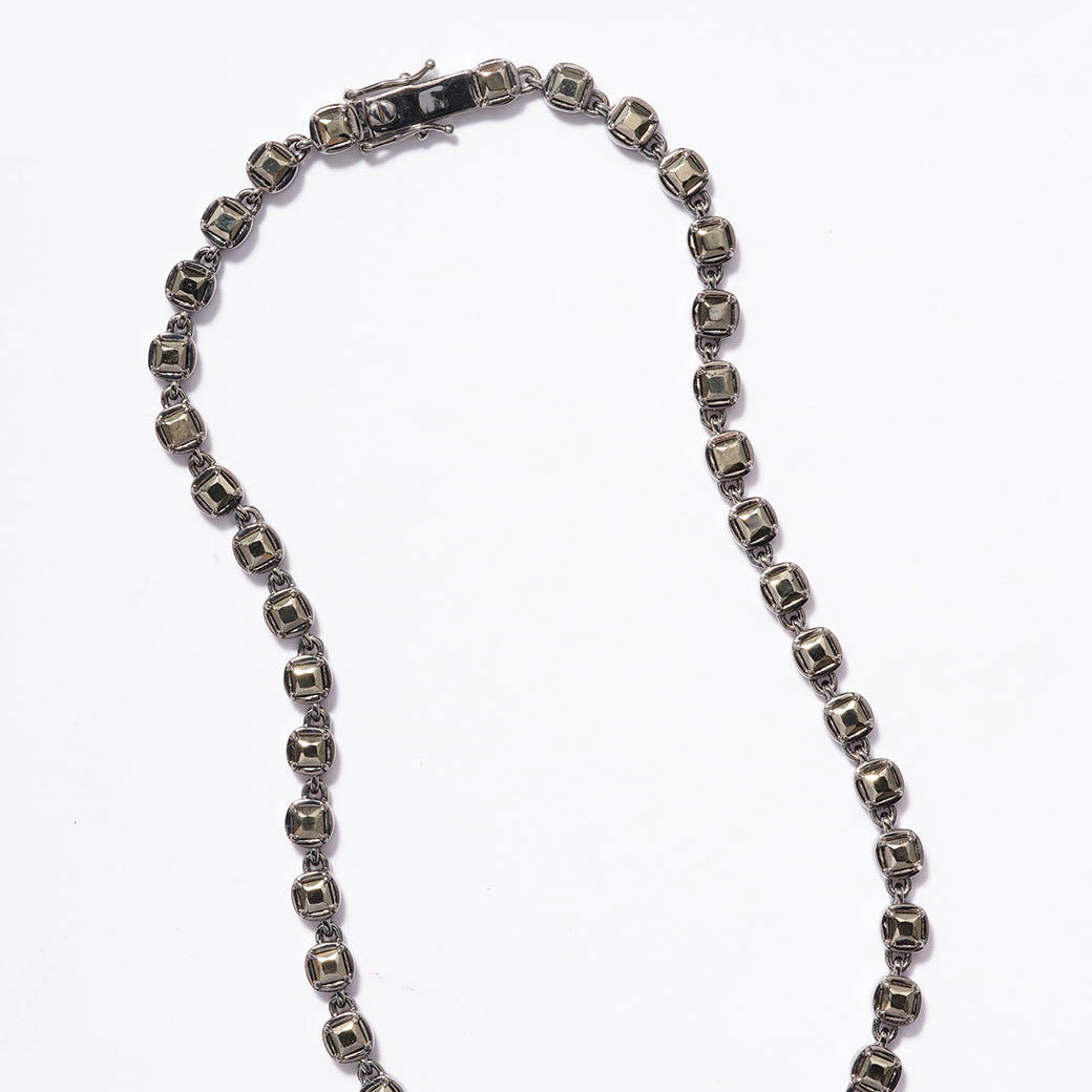 3D Tile Chain Rivière Necklace Pyrite