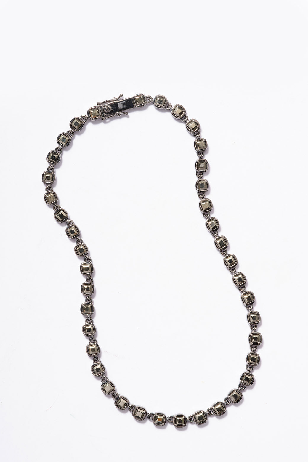 3D Tile Chain Rivière Necklace Pyrite