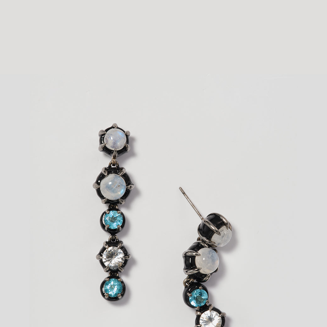 Georgian Stiletto Earrings - Rainbow Moonstone