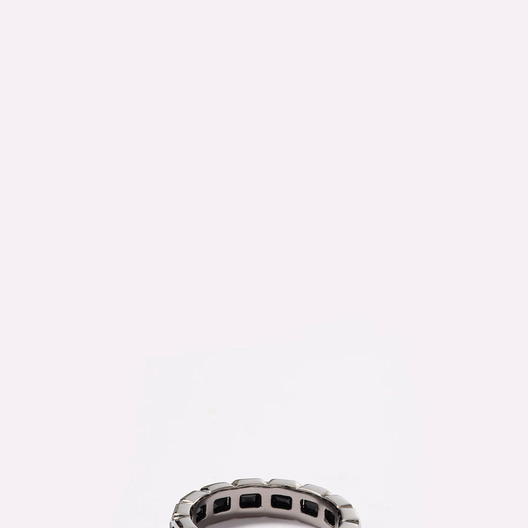 Deco Tile Narrow Ring - Black Spinel