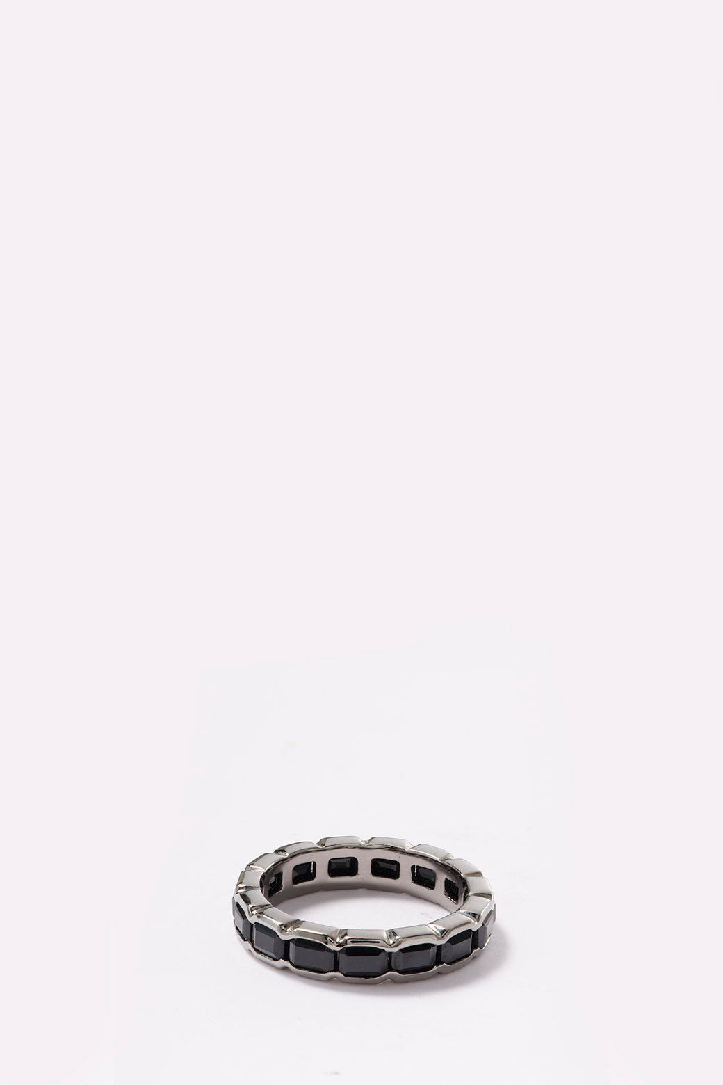 Deco Tile Narrow Ring - Black Spinel
