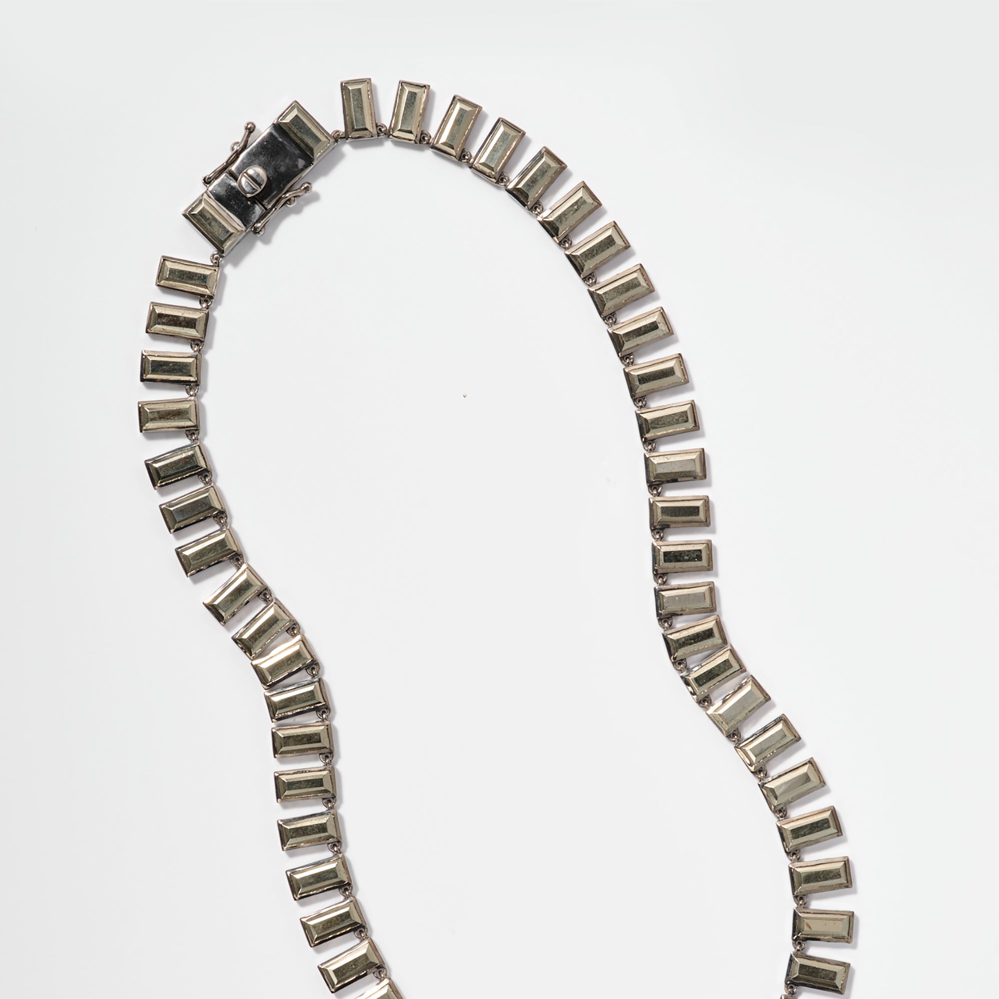 Baguette Tile Rivière Necklace Pyrite
