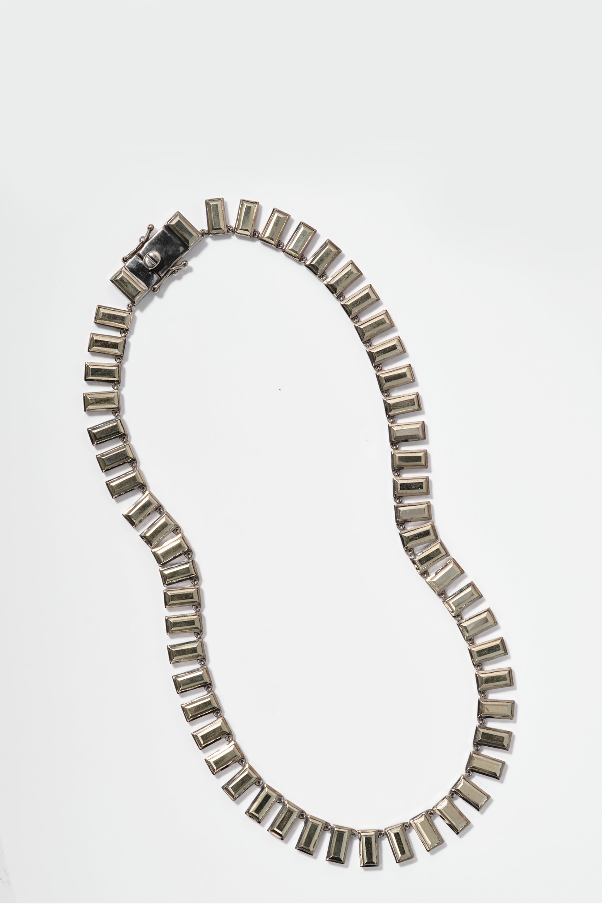 Baguette Tile Rivière Necklace Pyrite