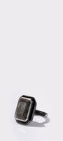 Deco Lacquer Enamel Ring - Black Rutilated Quartz