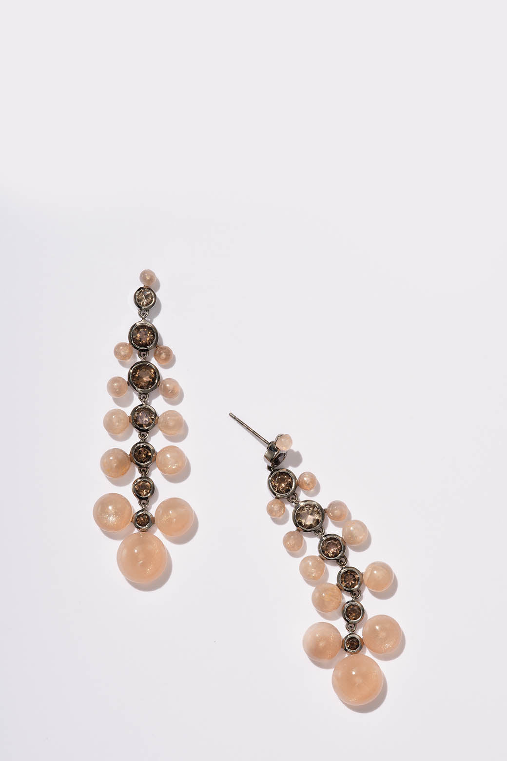 Dew Drop Earrings - Peach Moonstone