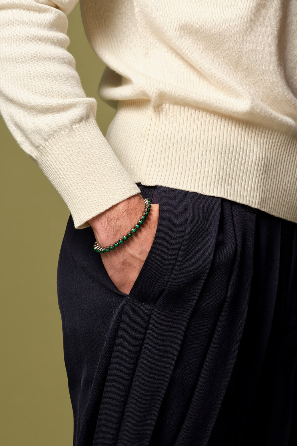 Malachite Men's Small Dot Tennis Bracelet