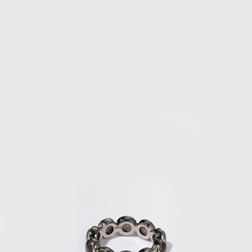 Small Dot Eternity Band - Black Sheen Moonstone