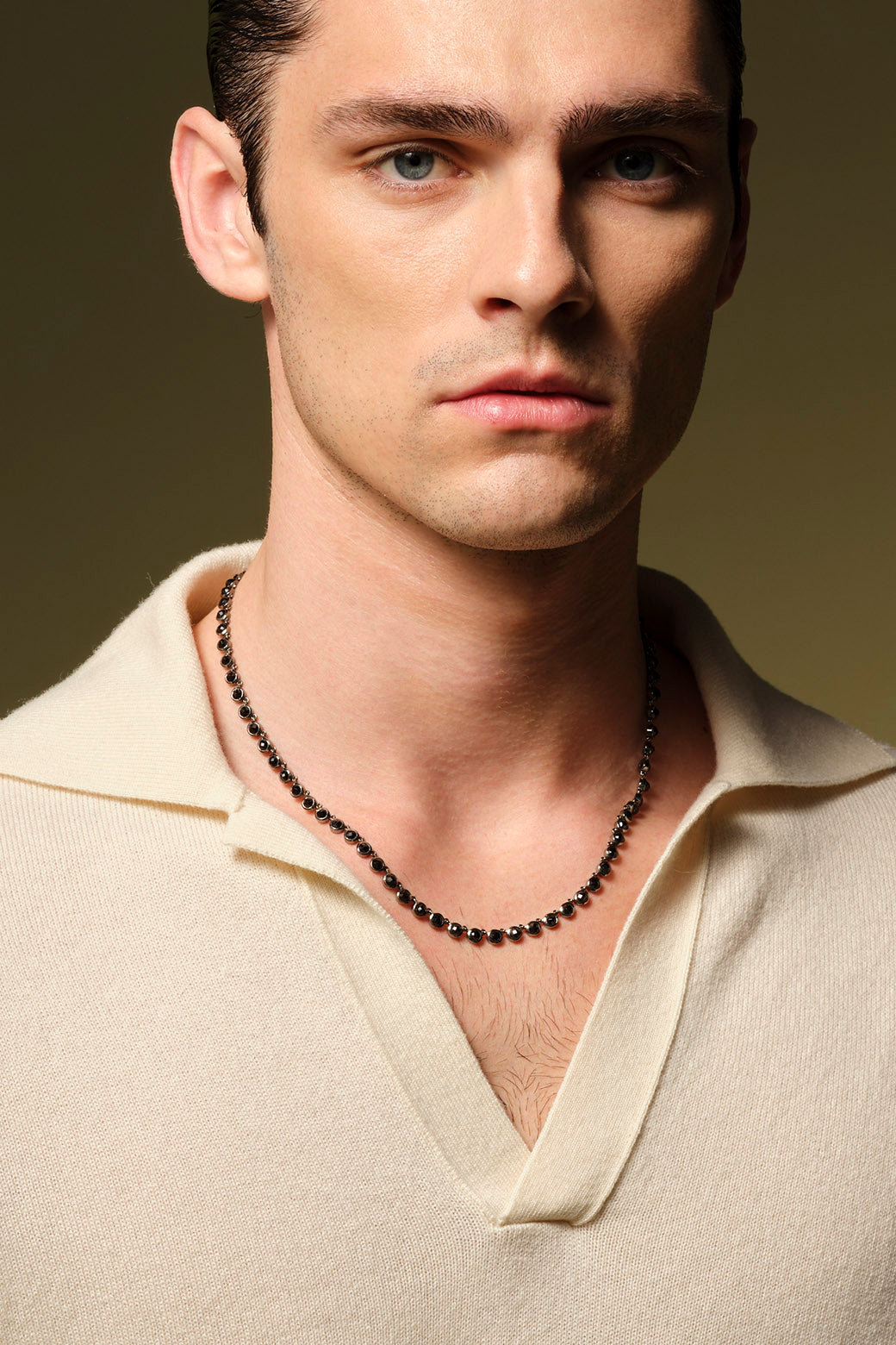 Men's Petite Dot Rivière Necklace Black Spinel