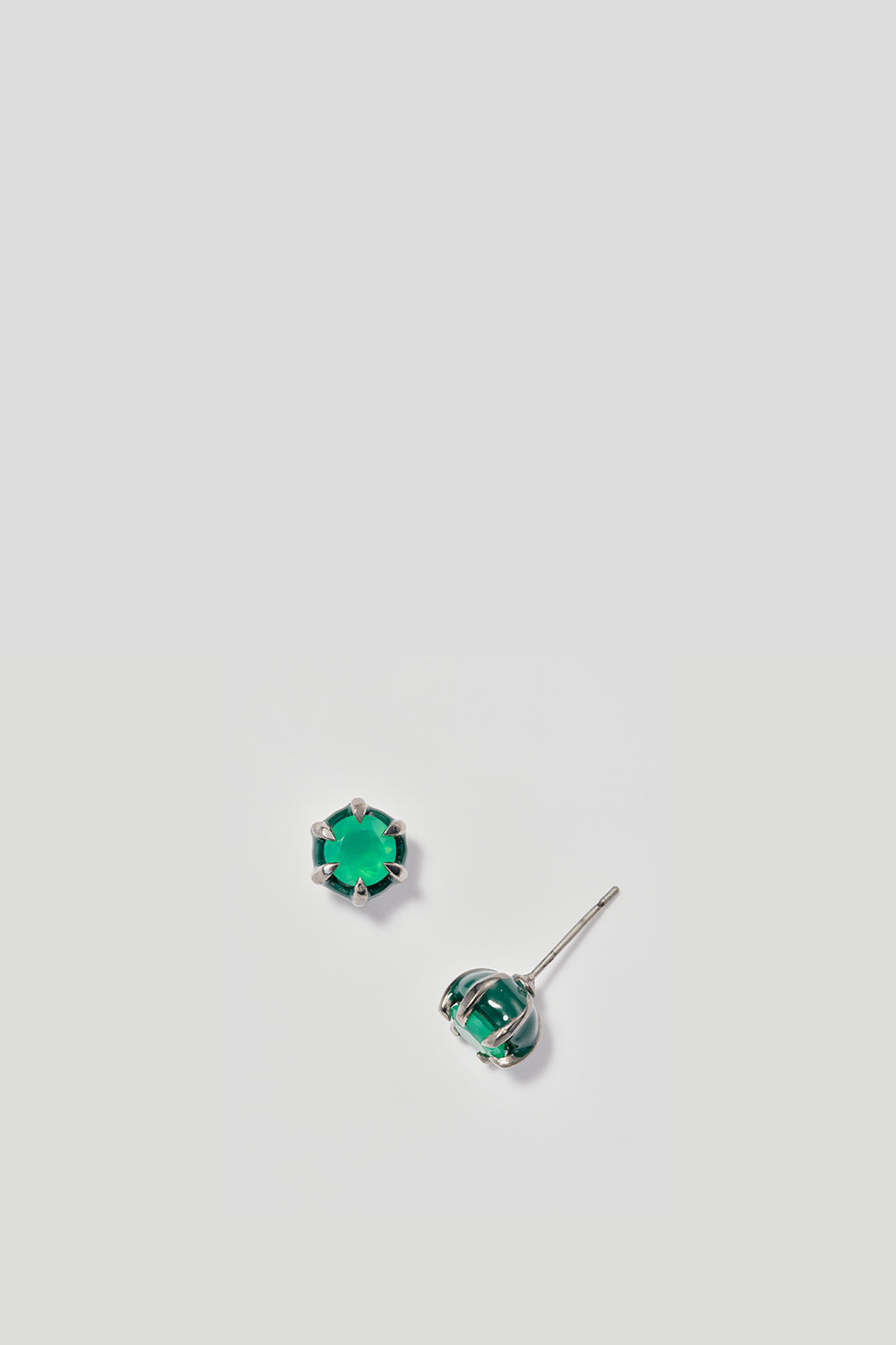 Estate Stud Earrings - Green Onyx