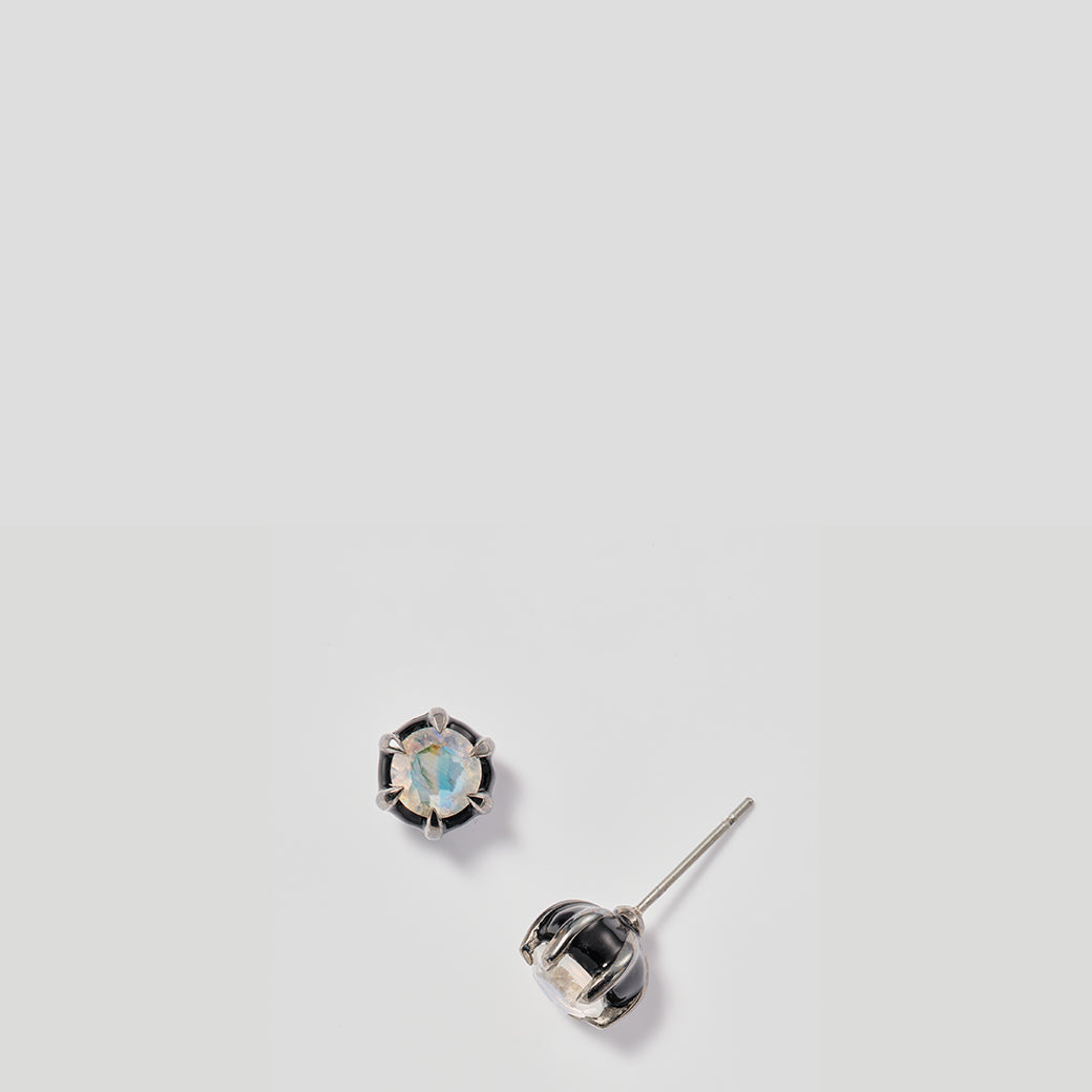 Estate Stud Earrings - Rainbow Moonstone
