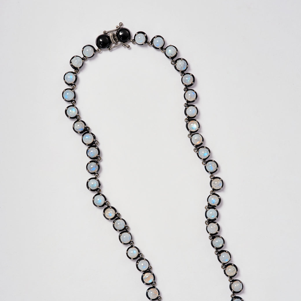 Large Georgian Rivière Necklace - Rainbow Moonstone