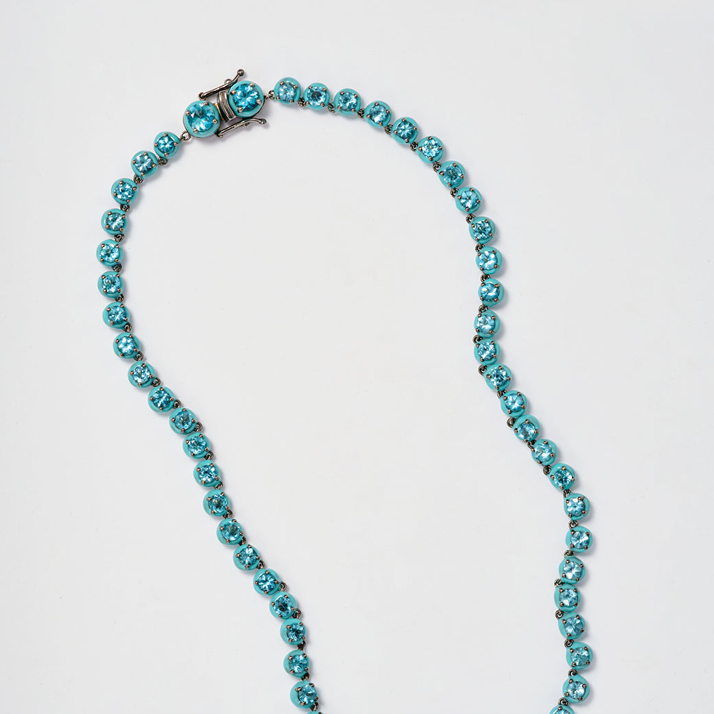 Small Georgian Rivière Necklace - Blue Apatite with Turquoise Enamel