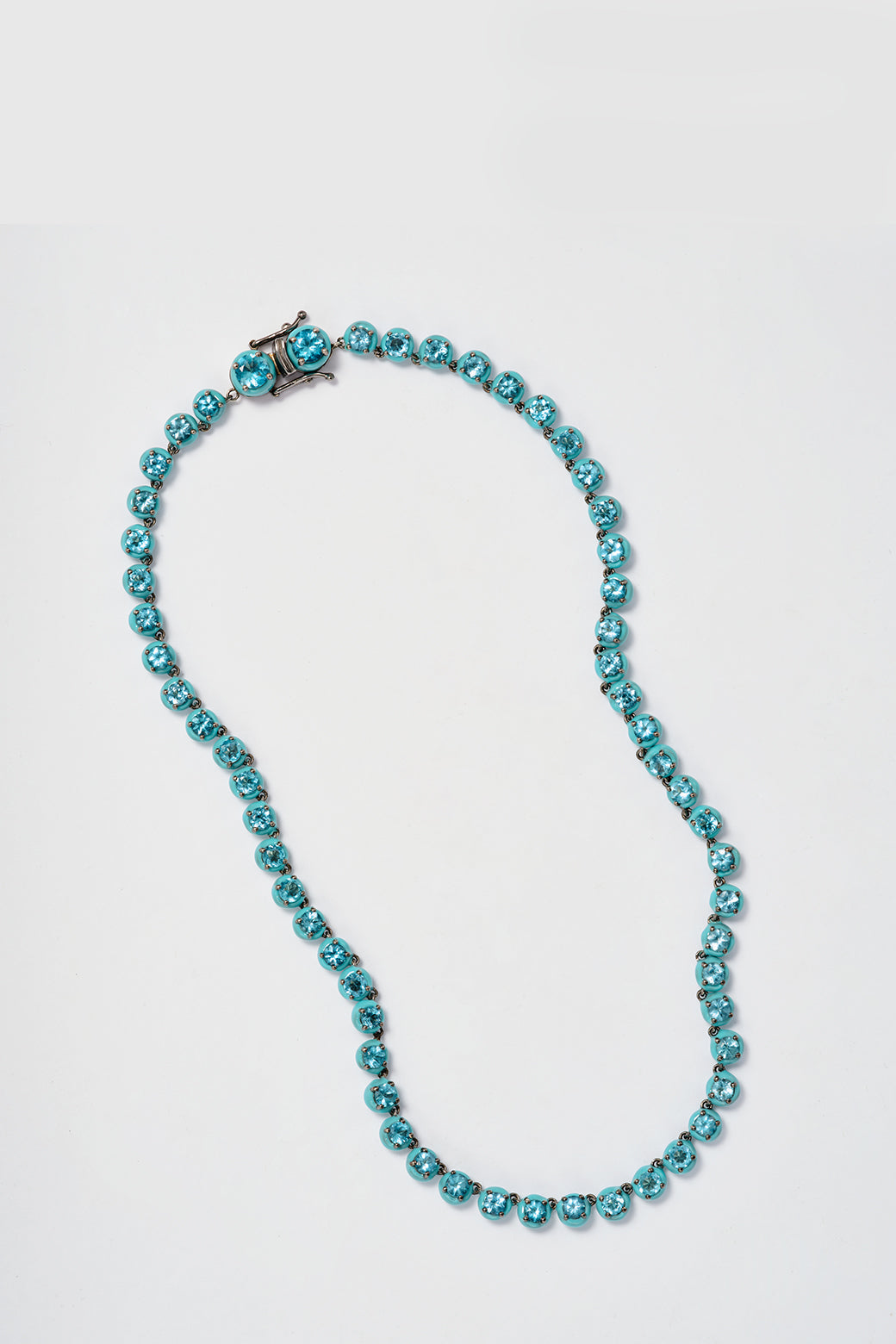 Small Georgian Rivière Necklace - Blue Apatite with Turquoise Enamel