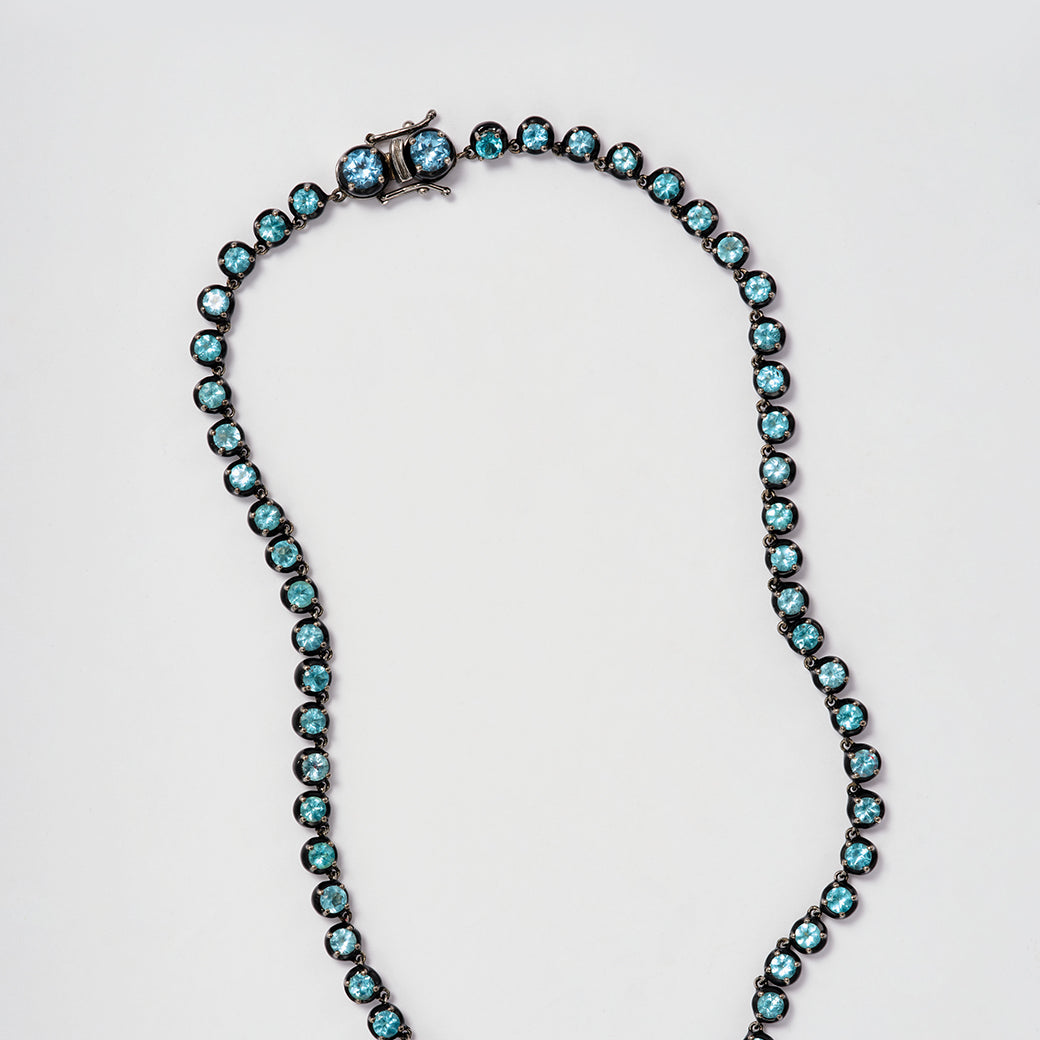 Small Georgian Rivière Necklace - Blue Apatite with Black Enamel