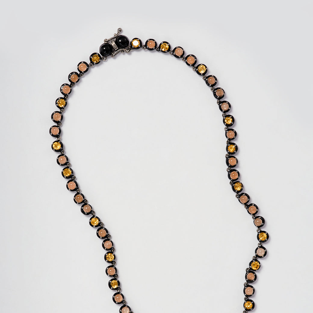 Small Georgian Rivière Necklace - Peach Moonstone and Citrine