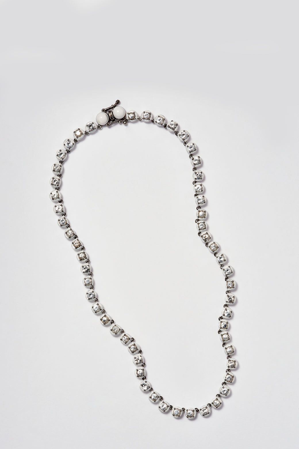 Small Georgian Rivière Necklace - White Zircon with White Enamel