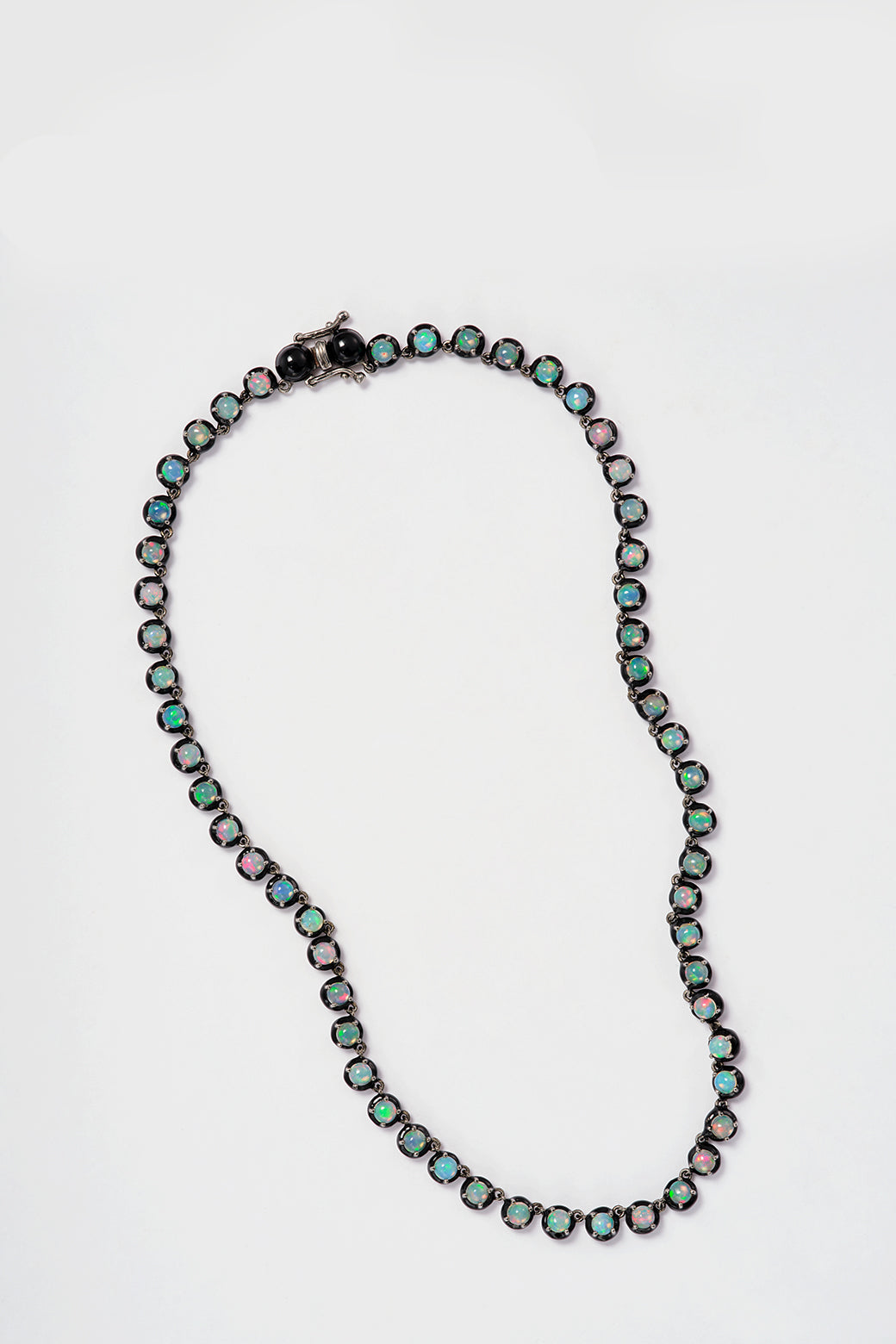Small Georgian Rivière Necklace - Ethiopian Opal with Black Enamel