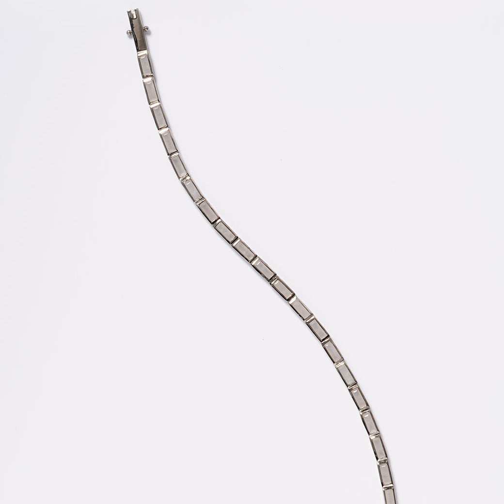 Linear Baguette Tile Bracelet - White Agate