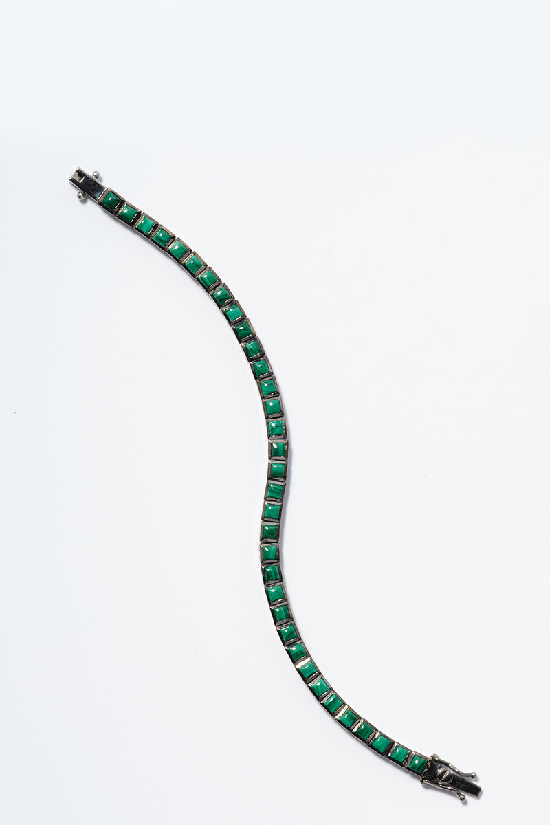 Mini Tile Tennis Bracelet Malachite