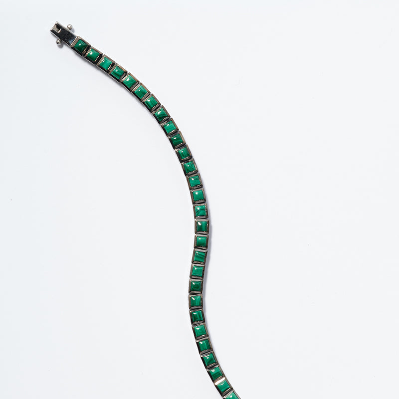 Mini Tile Tennis Bracelet Malachite