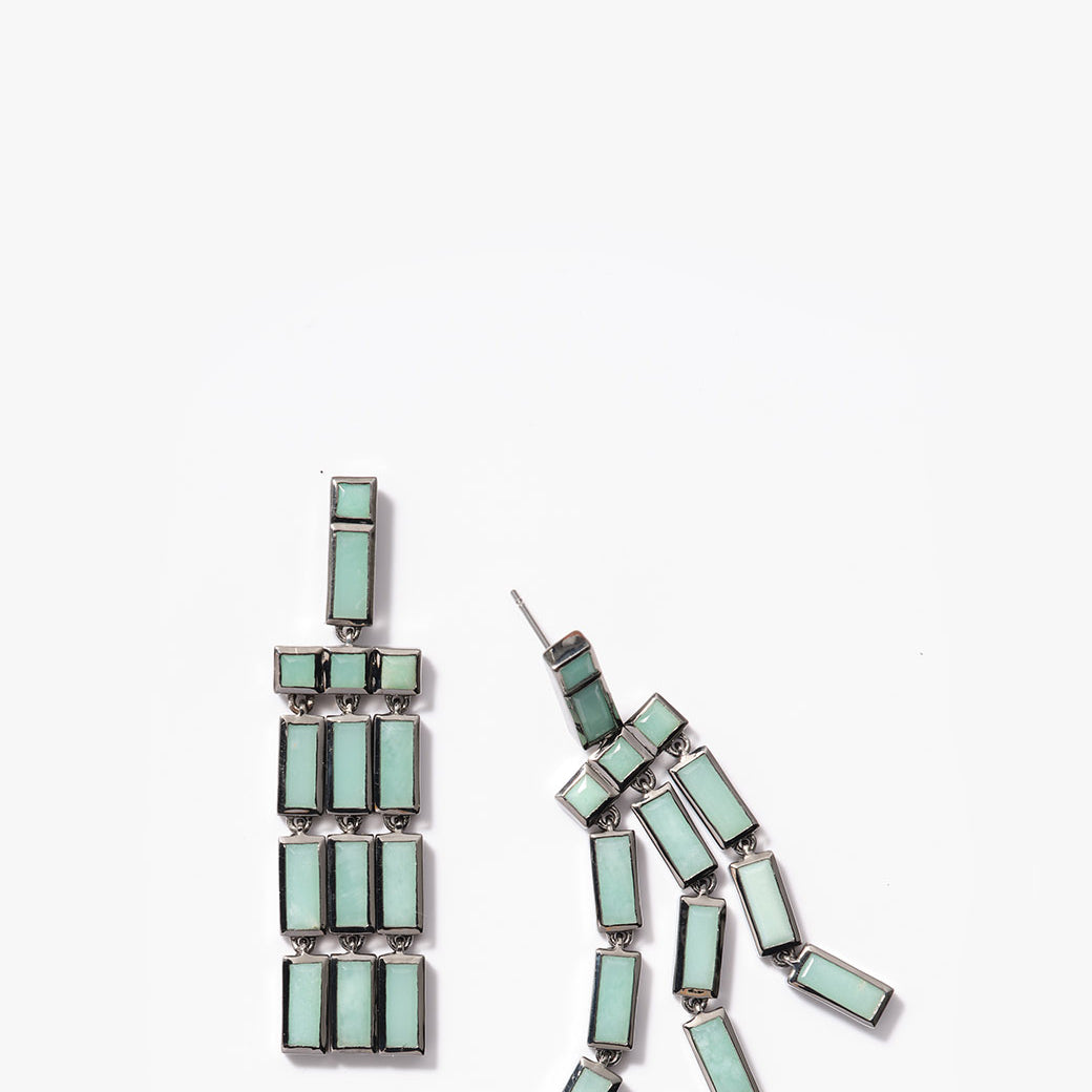 Paintbrush Fringe Earrings Chrysoprase