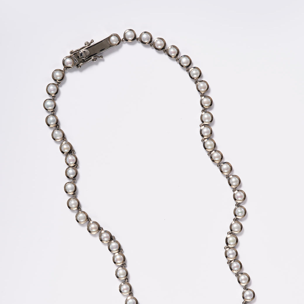 Mini Dot Rivière Necklace - White Pearl