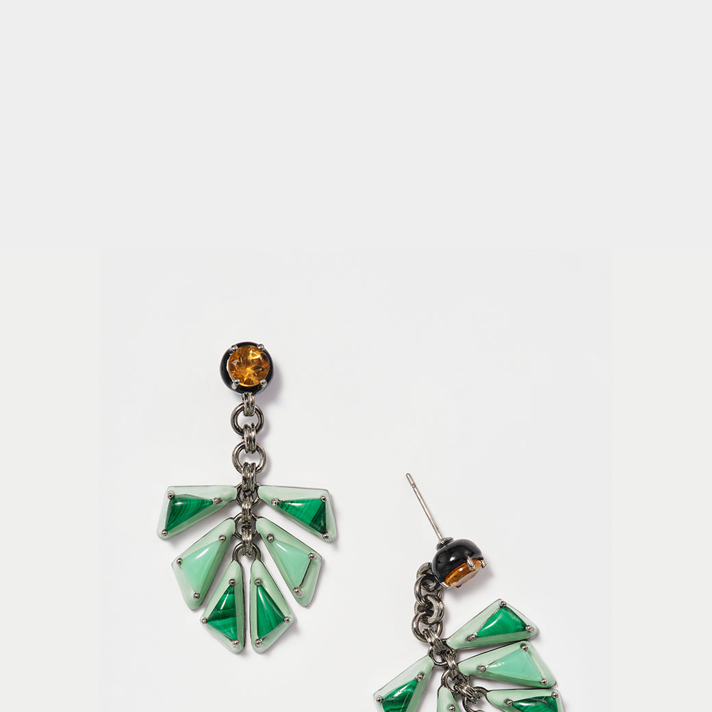 Philoden Earrings - Citrine, Malachite & Chrysoprase