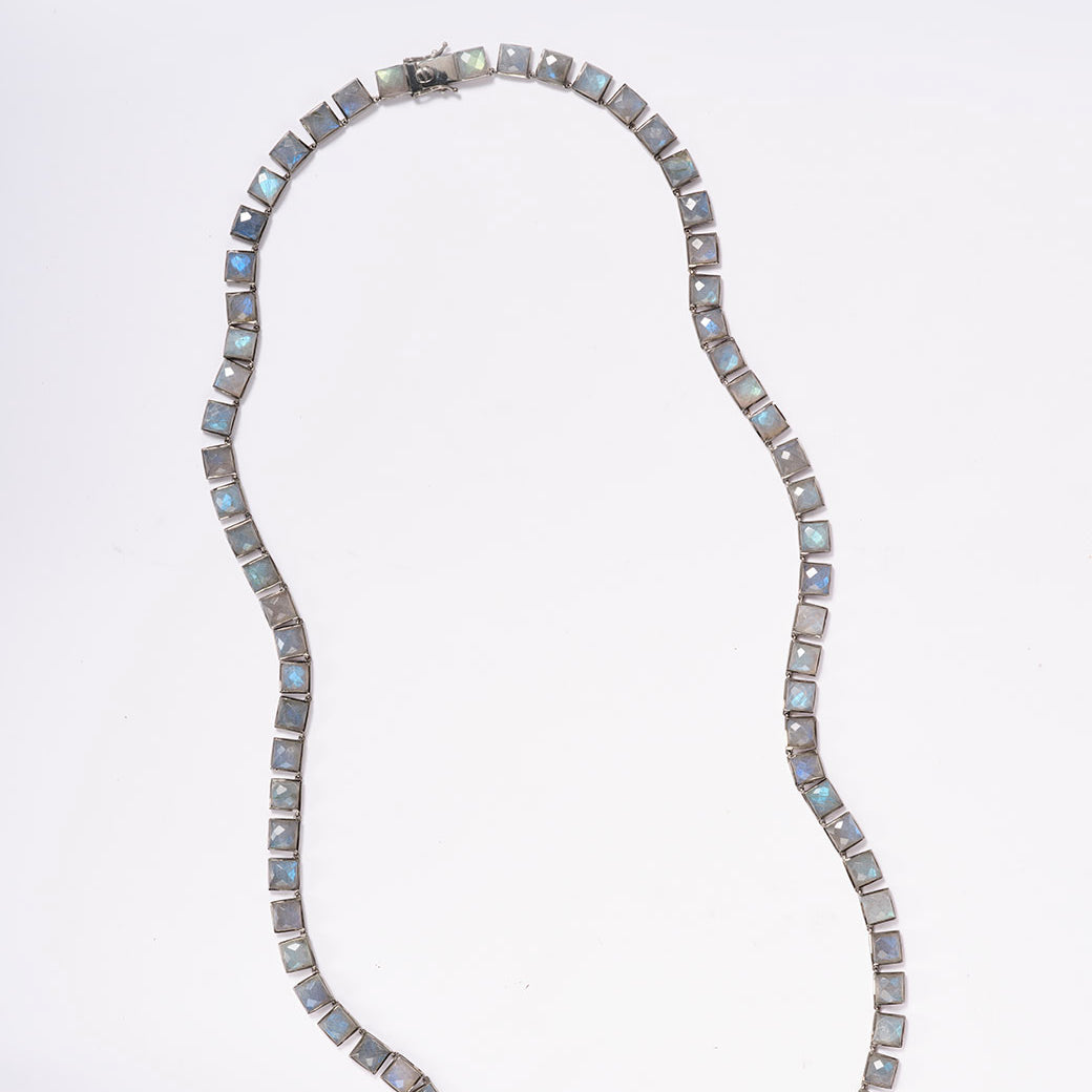 Large Tile Opera Necklace - Labradorite