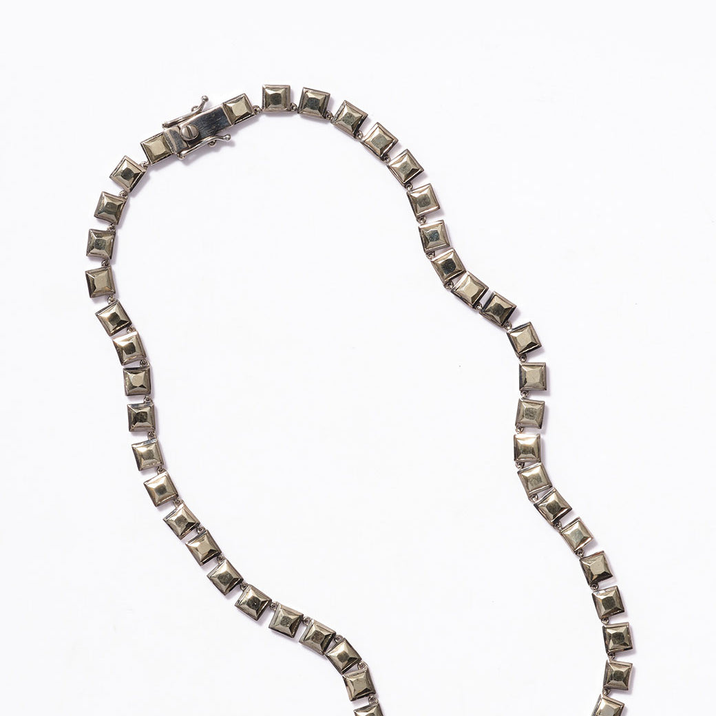 Mini Tile Rivière Necklace Pyrite