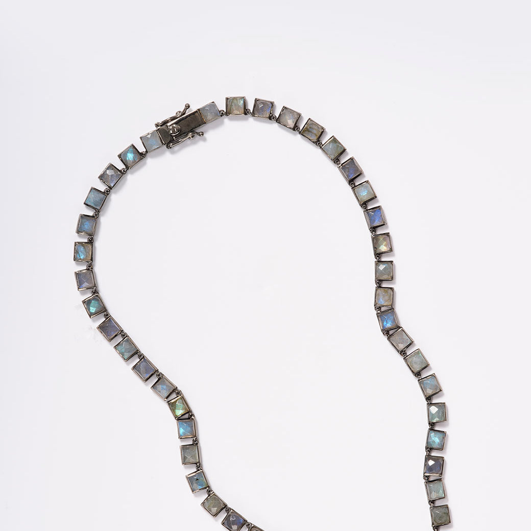 Small Tile Rivière Necklace - Labradorite