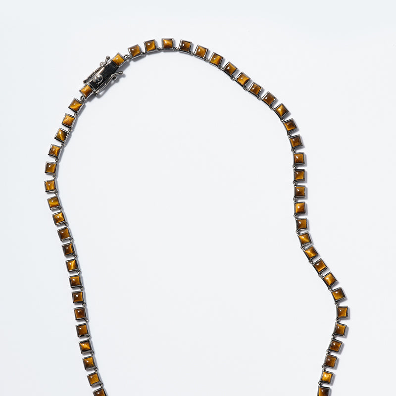Mini Tile Rivière Necklace Tiger's Eye
