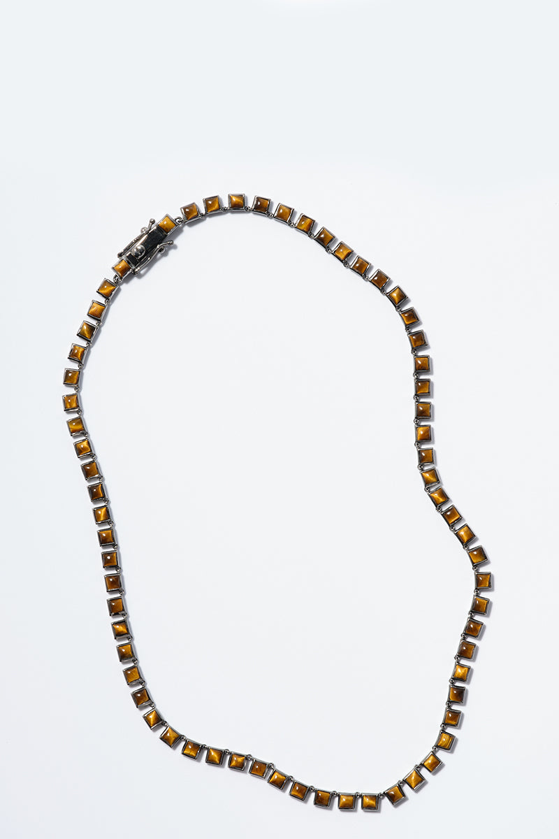 Mini Tile Rivière Necklace Tiger's Eye