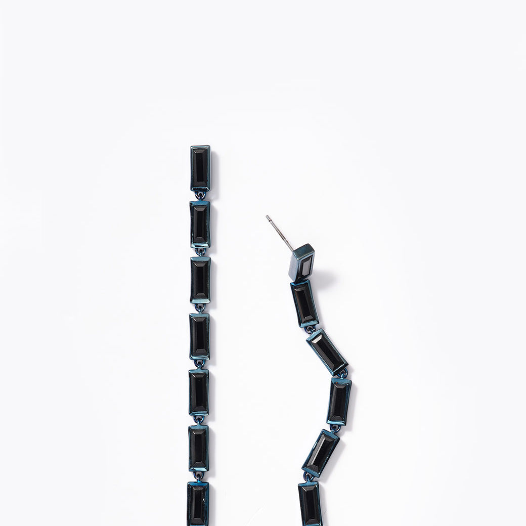 Baguette Stiletto Earrings Black Spinel