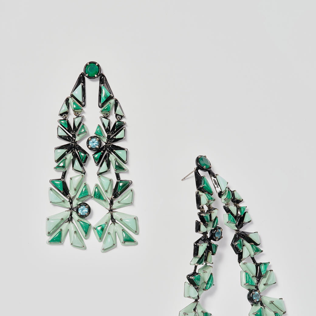 Stole Earrings - Blue Apatite & Chrysoprase