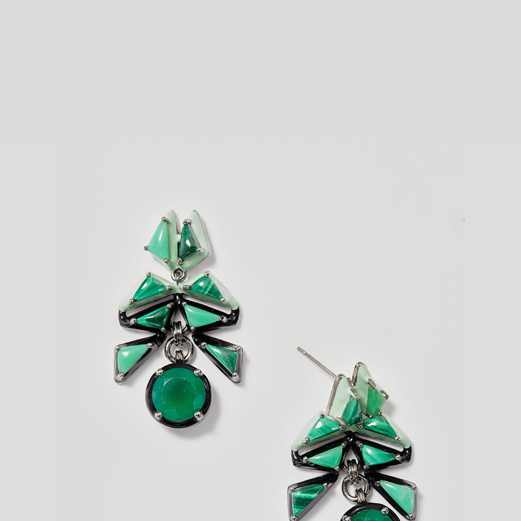 Swallowtail Earrings - Green Onyx